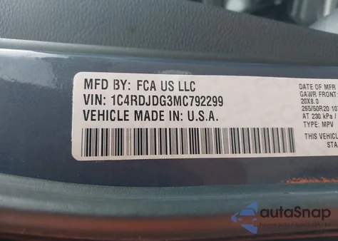 2021 Dodge Durango Gt Plus Awd из США, поврежденный, VIN 1C4RDJDG3MC792299